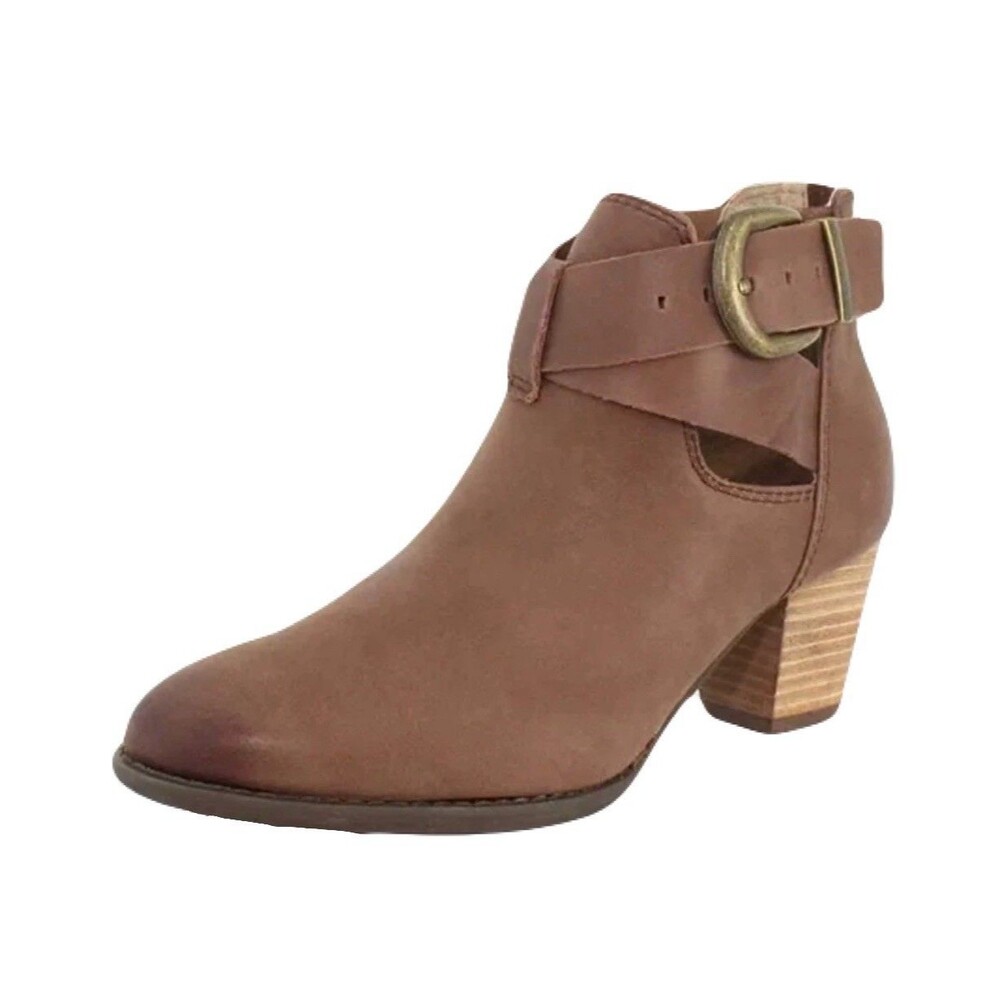 Vionic Rory Womens Size 6.5 Upright Ankle Boot Brown Leather Arch Support Insole